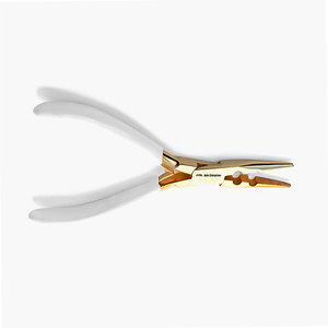 Pince à extensions capillaires professionnelle en acier inoxydable plaqué or de haute qualité pour anneaux et perles - Product Image 2