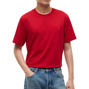 T-shirt à manches courtes pour homme, col rond, motif lettres rouges imprimé sur mesure, 100% coton tricoté, coupe classique, vintage, respirant, 300g - Product Image 3