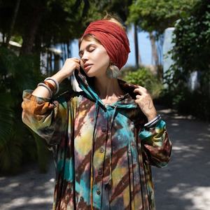 Prix d'usine, vente en gros, 100% polyester, imprimé floral animal tie-dye, volanté, grande taille, respirant, écologique, maternité, bohème - Product Image 3