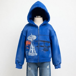 Sweat à capuche unisexe personnalisé en feutre, imprimé DTG, effet vieilli, teinture délavée, haute qualité, avec strass - Product Image 4