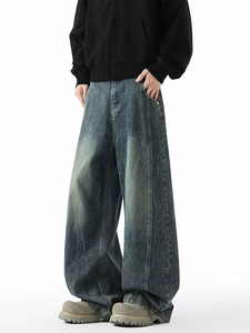 Pantalones vaqueros negros transpirables de cintura media para hombre, estilo americano, corte recto, holgados, estilo vintage, informales, para primavera y otoño - Product Image 5