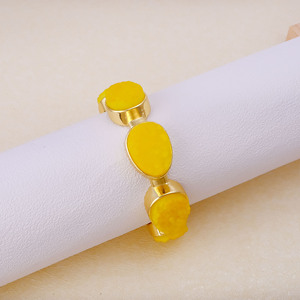 กำไลข้อมือปรับได้ประดับด้วยหินสีเหลืองเคลือบทอง 18k สร้อยข้อมือทองเหลืองทำมือประดับอัญมณี ของขวัญสำหรับเธอ R - Product Image 4