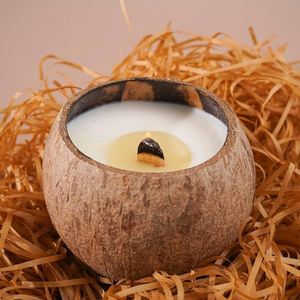 OFERTA ESPECIAL: VELA AROMÁTICA DE CÁSCARA DE COCO, HECHA A MANO, DE CERA NATURAL, PARA USO DECORATIVO - Product Image 1