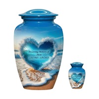 Urnes funéraires Ocean Heart Wave pour cendres humaines - Commémoration funéraire personnalisée