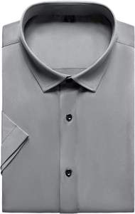 Men's Custom Embroidered Solid Pattern <b>Half</b> Sleeve Summer Dress <b>Shirt</b> Business Office Uniform Breathable Poplin <b>Button</b> <b>Shirt</b> - Product Image 3