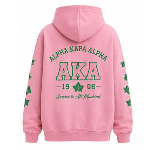 Sudadera con Capucha Rosa Alpha Kappa Alpha AKA 1908, Unisex, de Algodón y Felpa, Informal, con Estampado Delantero y Trasero - Product Image 3