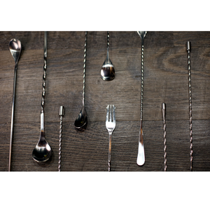 Cuillère à cocktail en acier inoxydable, artisanat moderne, cuillère de bar en acier poli miroir argenté, manche long - Product Image 1