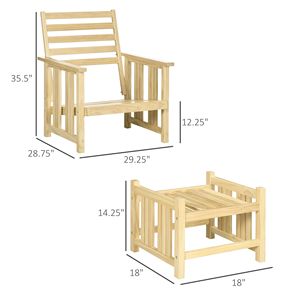 Set Lounge Luxe 2 Pezzi: Eleganti Sedie da Patio in Legno con Poggiapiedi e Cuscini Morbidi - Product Image 3