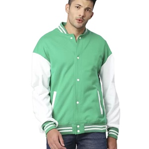 Veste universitaire en laine Melton pour hommes avec logo personnalisé OEM Veste universitaire en cuir Letterman en gros de tissu en toile à bas prix - Product Image 1