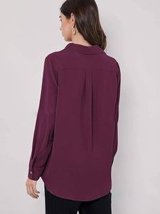 Women's Rayon Oversized Fit <b>Crop</b> <b>Top</b> Korean Style Long Sleeve Oversized Button Down - Product Image 3