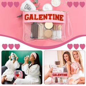 2 Bolsas de Maquillaje con Forma de Corazón Rojo para Regalos del Día de San Valentín, Estuche Cosmético Transparente de PVC Impermeable, Bolsa de Viaje Portátil para Guardar Artículos de Aseo - Product Image 3