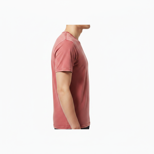 Camiseta Casual de Manga Corta para Hombre, Color Rojo Deslavado, 100% Algodón, Cuello Redondo, Ultra Suave, Transpirable, con Logotipo Personalizable en la Parte Delantera - Product Image 3
