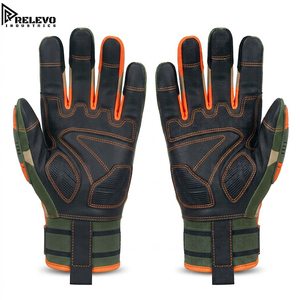 Gants de travail industriels, vert olive, orange et noir, anti-vibrations, protection contre les chocs, équipement robuste OEM/ODM - Product Image 3