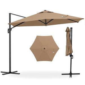 Parasol de terrasse carré autoportant 9x8,2 pieds à double niveau ventilé pour jardin, piscine, hôtel et parc - Marron - Product Image 1