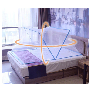 Indoor Outdoor Camping <b>Foldable</b> Portable Baby Mosquito Net Tent with Fiberglass & Polyester Mesh Blue Pink - Product Image 4