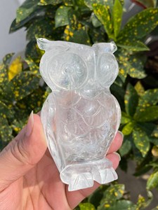 Estatua de Búho Tallada a Mano en Cuarzo Transparente Natural, Figura de Cristal para Decoración del Hogar, Proveedor Mayorista OEM ODM - Product Image 2