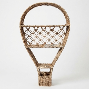 Hot Air <b>Balloon</b> Wall Hanging Shelf Woven Seagrass <b>Decorative</b> Rack Balinese Handcrafted Straw Storage Organizer Display Item Tops - Product Image 1