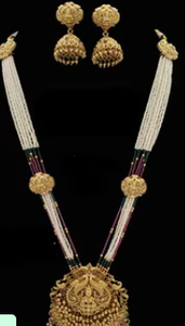 Élégant collier de qualité supérieure avec finition or mat avec boucles d'oreilles pour femmes Bijoux de créateurs pour la collection de vêtements de mariage - Product Image 2