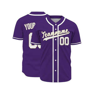 Maillot de baseball personnalisé violet premium unisexe à manches courtes, imprimé par transfert thermique, respirant, anti-humidité, protection UV sur le devant - Product Image 4