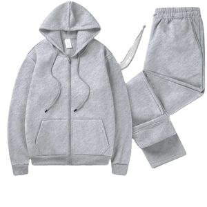 Ensembles de survêtements athlétiques unis pour hommes, avec sweat à capuche et pantalon de jogging, en polaire entièrement zippée, respirants et écologiques - Product Image 3