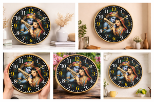 นาฬิกาแขวนผนังลายพระราชาคริชนาเคลือบทองพร้อมพิมพ์ดิจิทัล - ของตกแต่งบ้านระดับพรีเมียมสำหรับวันแม่และวันคริสต์มาส - Product Image 2