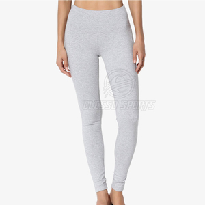High Waist Full Length Solid Gray Yoga <b>Leggings</b> Seamless Four-Way Stretch Elastic Waist Pants - Product Image 5