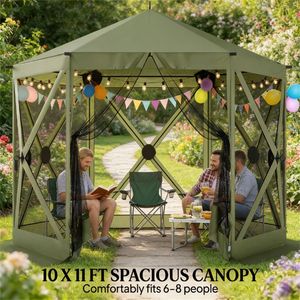 Gazebo da campeggio verde scuro con protezione solare per feste ed eventi - Product Image 3