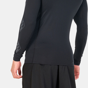 Camiseta de Compresión Negra de Manga Larga para Hombre, Camiseta Deportiva de Secado Rápido con Logotipo de Onda en la Manga Izquierda - Product Image 4