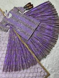 ชุดเดรส Anarkali ผ้าคอตตอนจอร์เจตต์ปักลายประดับเลื่อม งานปักมือ ดีไซน์หรูหรา สำหรับงานปาร์ตี้/งานแต่งงาน เสื้อผ้าชาติพันธุ์ มีสินค้าพร้อมส่ง ขายส่ง รหัสสินค้า 60287 - Product Image 4