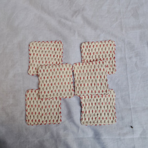 Wholesale Custom Block Printing Fabric Tea Coaster Set With Cotton Quilted, Stitched Piping <b>Edge</b> Tea Table Linen Tea Coffee Mats - Product Image 1
