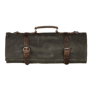 Sac de rangement pour couteaux en toile et cuir, organiseur de cuisine pour chef, étui de voyage professionnel LCKR-0031 - Product Image 4