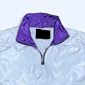 Unisex Purple White Color Blocking Tracksuit Set Full Sleeve Half Zip Lightweight Sporty Design Spring Adults Short <b>Pants</b> - Product Image 5