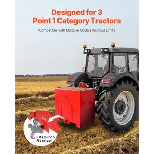 Scatola di zavorra per trattore resistente a 3 punti di categoria 1 in acciaio duro ispessito rosso - Product Image 2