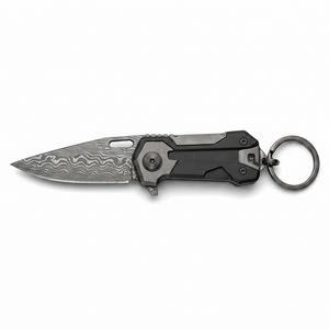 Navaja de Damasco Hecha a Mano, Cuchillo Plegable Compacto Premium, Herramienta Utilitaria Pequeña de Bolsillo, Accesorio Portátil para Uso Diario - Product Image 2