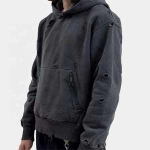 Sweat-shirts à capuche délavés à l'acide, 100 % coton, pour hommes, grandes tailles, épaules tombantes, faible MOQ - Product Image 2
