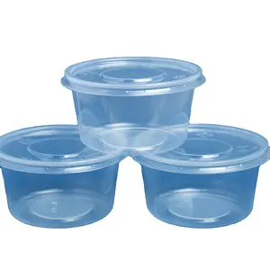 Round Transparent Food Plastic Packaging to Go Containers Food Storage Boxes Disposable 500ml 16oz manufacturer