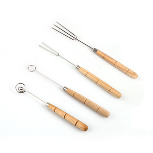 Tenedor para Bañar en Chocolate, Acero Inoxidable de Grado Alimenticio, Mango de Madera Natural, Ecológico, Solo Lavar a Mano, Anillo Espiral de 2 y 3 Puntas - Product Image 1