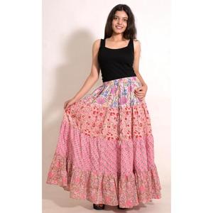 Women's Cotton Printed Long <b>Skirt</b> Handmade <b>Patchwork</b> Maxi Bohemian Beach Vacation Clothing - Product Image 4