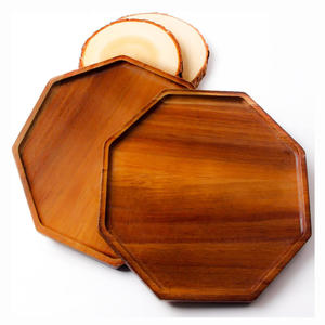 Lot de 2 plateaux en bois d'acacia pour fruits, snacks, pizzas, plats chauds, plateaux décoratifs en bois pour la cuisine et le comptoir - Product Image 3