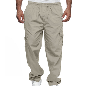 Custom <b>Men</b> Cargo <b>Trousers</b> Wholesale Multi Pocket Workwear Casual Pants <b>Elastic</b> <b>Waist</b> OEM ODM Private Label Garment Supplier - Product Image 1