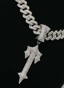 Colgante de letra T estilo Trapstar con incrustaciones de moissanita VVS y cadena cubana, estilo Hip Hop - Product Image 3