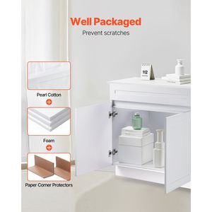 Mobiletto Base Lavello Shaker Bianco da 36 Pollici Non Assemblato, Pronto per l'Assemblaggio, con Anta in Alluminio, Materiale Soft C, 24 Pollici L x 34,5 Pollici H - Product Image 3