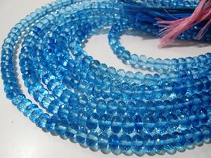 Perles de cristal de topaze bleue suisse de 8 pouces de long, 8 mm, pierres naturelles facettées en forme de rondelle pour la fabrication de bijoux - Product Image 2
