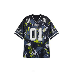 Custom OEM Dynamic Abstract Print Unisex American Football Jersey Boxy Sports Mesh Oversized Vintage <b>Soccer</b> Hip Hop Graphic Tee - Product Image 3