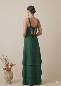 Vestido de mujer sin mangas, sin cuello, estilo A, largo hasta la rodilla, color liso, estilo vintage, transpirable, para fiesta de verano, diseño personalizado, venta al por mayor - Product Image 3