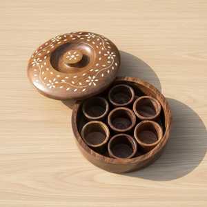 Artisan Handcrafted Wooden Spice <b>Box</b> Kitchen <b>Storage</b> Masala Organizer - Product Image 3