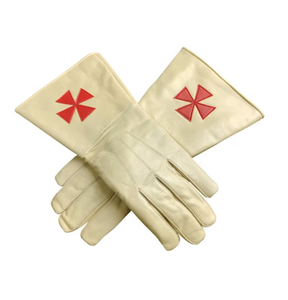 Guantes de cuero templado para hombre y mujer, manoplas suaves y personalizadas con Cruz Roja y Regalia Knight - Product Image 2