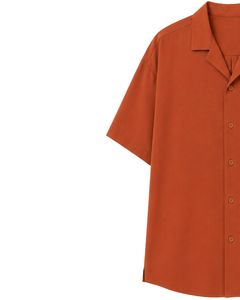 Customized <b>Rust</b> Orange Oversized Casual Men Shirt Half Sleeve Button Up Cuban Collar Loose Fit Summer Beach Fashion <b>Top</b> Shirt - Product Image 3