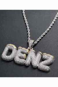 <b>Iced</b> <b>Out</b> DENZ Letter Pendant <b>Chain</b> Moissanite for Men 10K 14K Gold Silver Hip Hop Necklace Luxury Statement Jewelry Gift for Him - Product Image 3