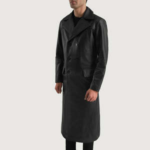 Furat Leathers – Manteau d'hiver professionnel pour homme en cuir noir, double boutonnage, fermeture éclair frontale, col montant, respirant, coupe-vent, décontracté - Product Image 2